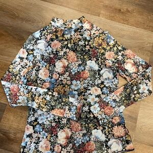 Floral Long Sleeve Sheer Blouse